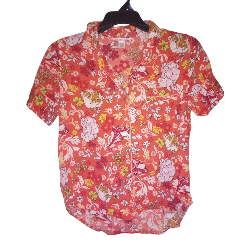 Victoria Secret Floral Shirt - Vibrant Orange - Picture 2 of 3